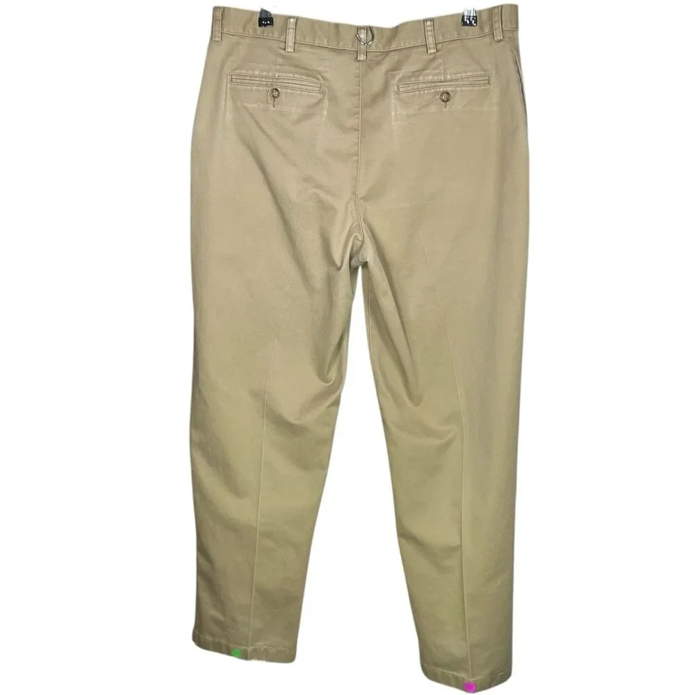 LL Bean Chino Pants Mens 37x32 Khaki Double L Classic Fit Beige Cotton Casual